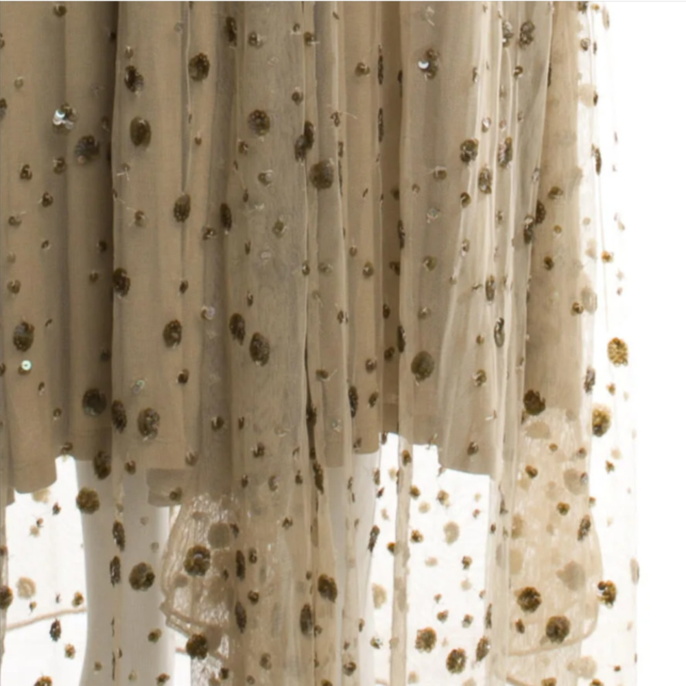 LoveShackFancy Maxi Dress Gown Gold Nude Sequin Sparkle‎ Glitter Tulle Holiday 0 - Picture 11 of 12